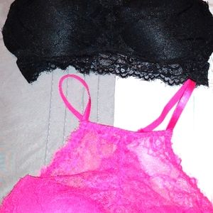 2 lace neck bras